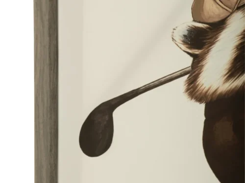 Woonaccessoire Skeeltund MDF beige set van 3 met houten lijst en speels dierenmotief