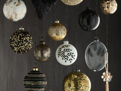 Kerstballen Piestira Glas Goud met gebroken-glas effect en feestelijke glans in warme goudtint