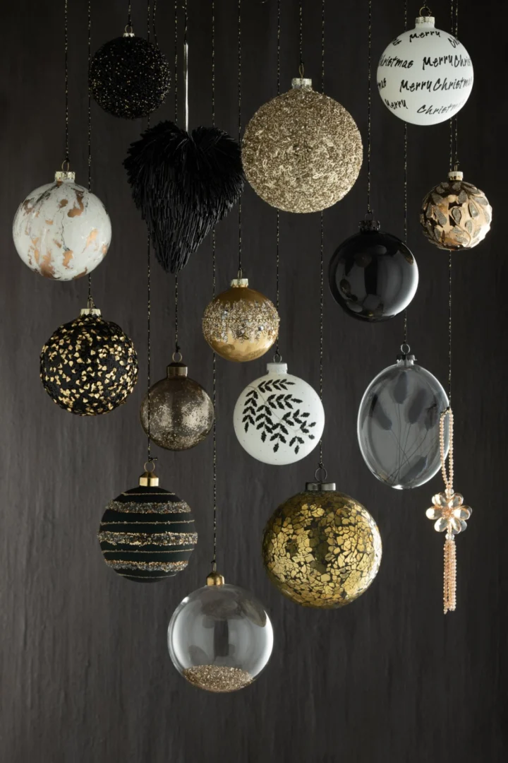 Kerstballen Piestira Glas Goud met gebroken-glas effect en feestelijke glans in warme goudtint
