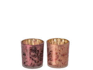 Waxinelichthouder Deirro Glas Rood - Set van 2
