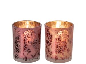 Waxinelichthouder Staansin Glas Rood - Set van 2