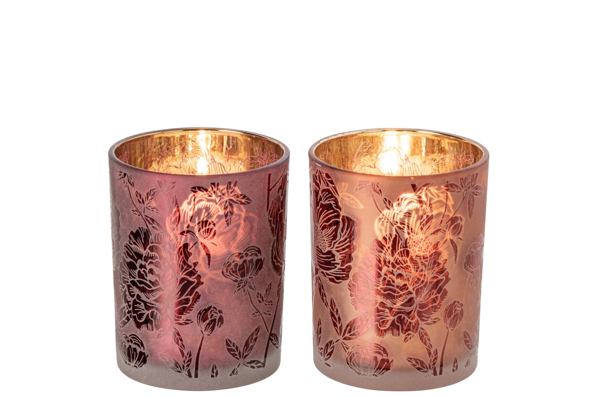 Waxinelichthouder Staansin Glas Rood - Set van 2