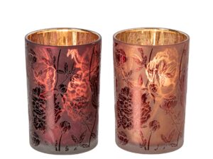 Waxinelichthouder Loommira Glas Rood - Set van 2