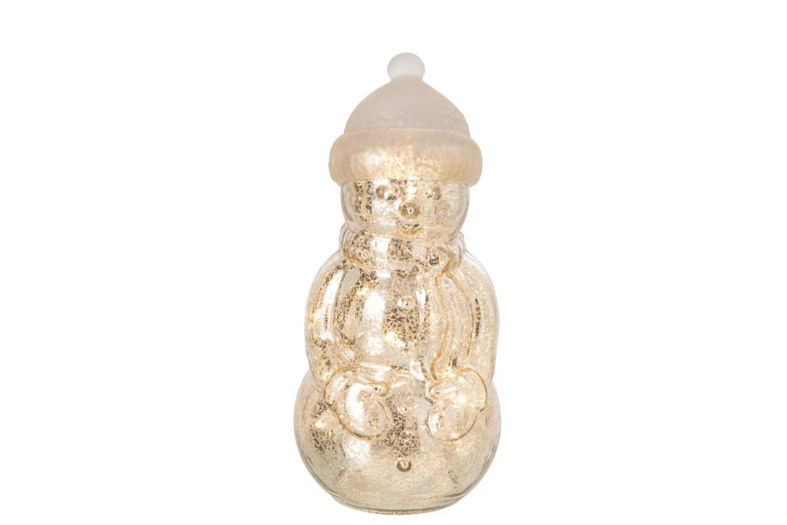 Taumo glazen sneeuwpop LED in zilver, 30 cm hoog, winterse decoratie met rustige uitstraling