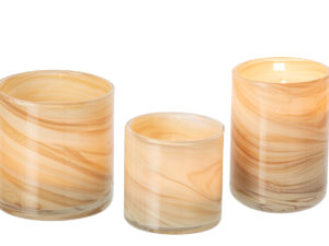 Waxinelichthouder Finn Glas Beige - Set van 3