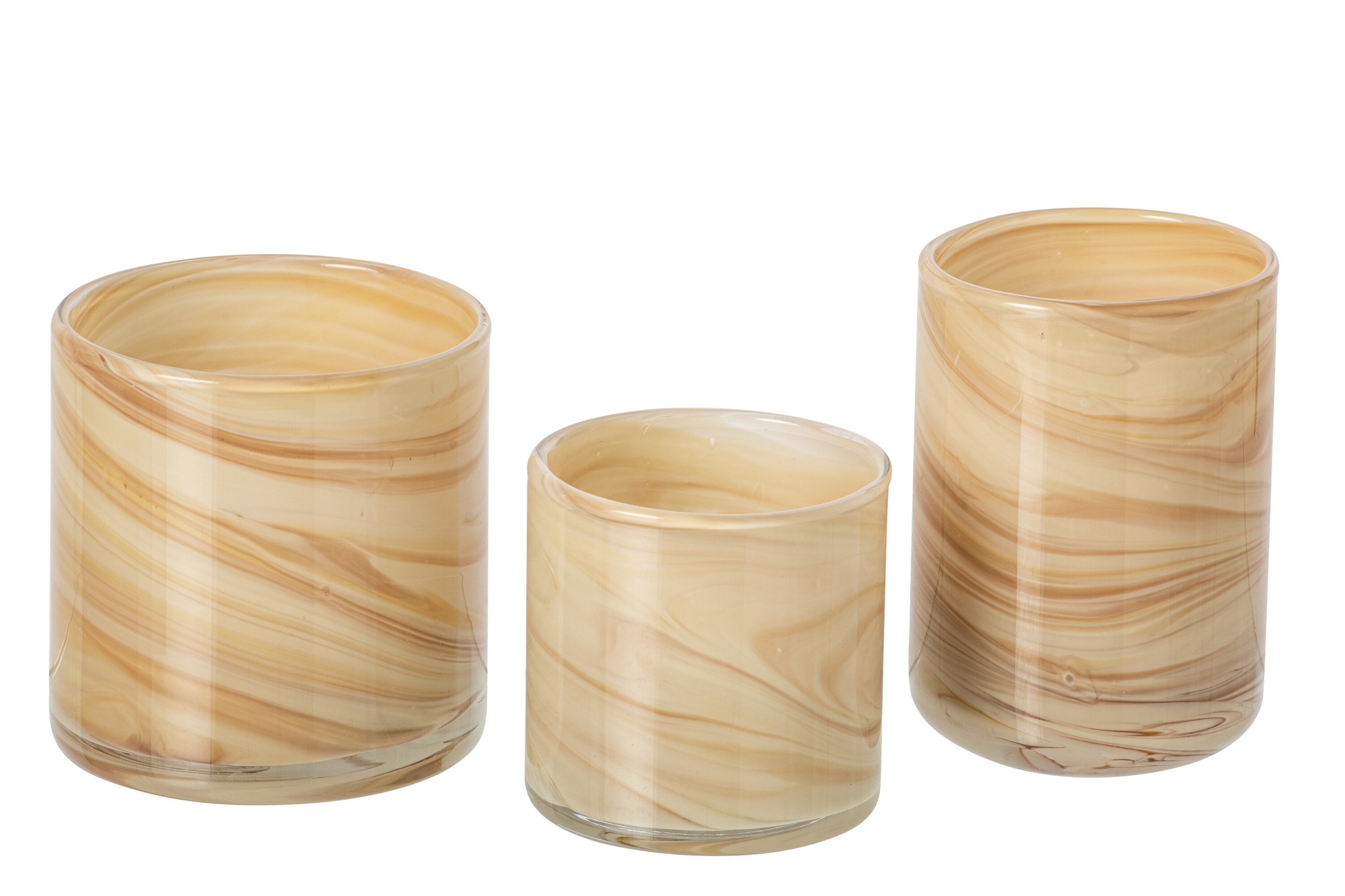 Waxinelichthouder Finn Glas Beige - Set van 3 - Afbeelding 2