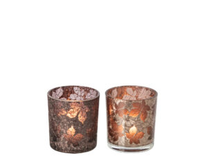 Waxinelichthouder Deilvena Glas Bruin - Set van 2