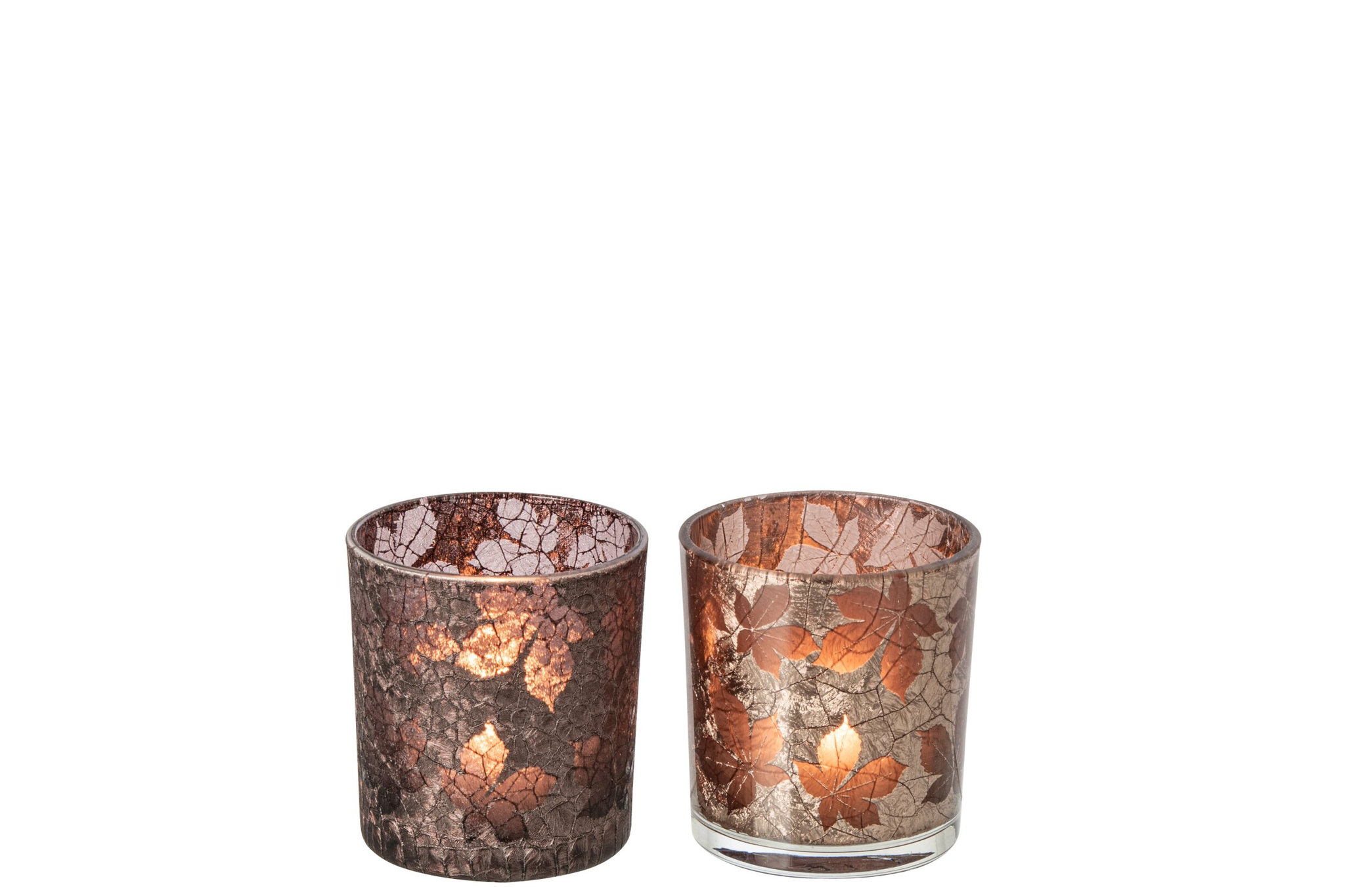 Waxinelichthouder Deilvena Glas Bruin - Set van 2