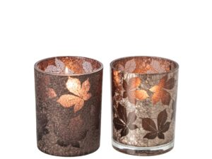Waxinelichthouder Kisu Glas Bruin - Set van 2