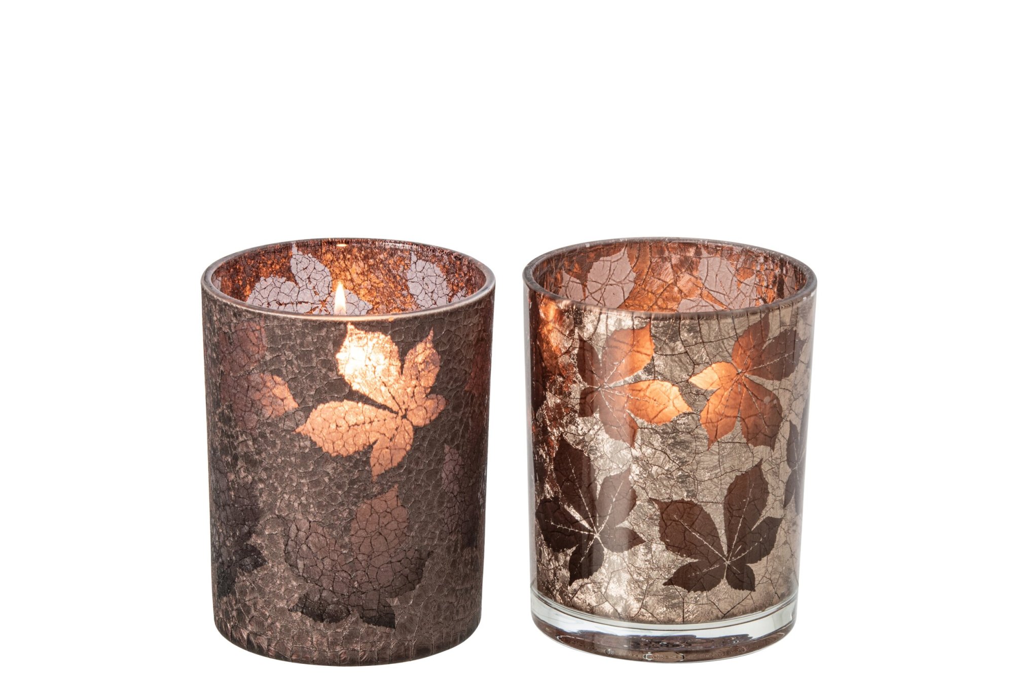 Waxinelichthouder Kisu Glas Bruin - Set van 2