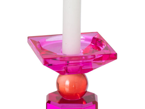 Kandelaar Heilun van rood glas met kaars en geometrische vorm, H13,5 cm, stijlvol en sfeervol