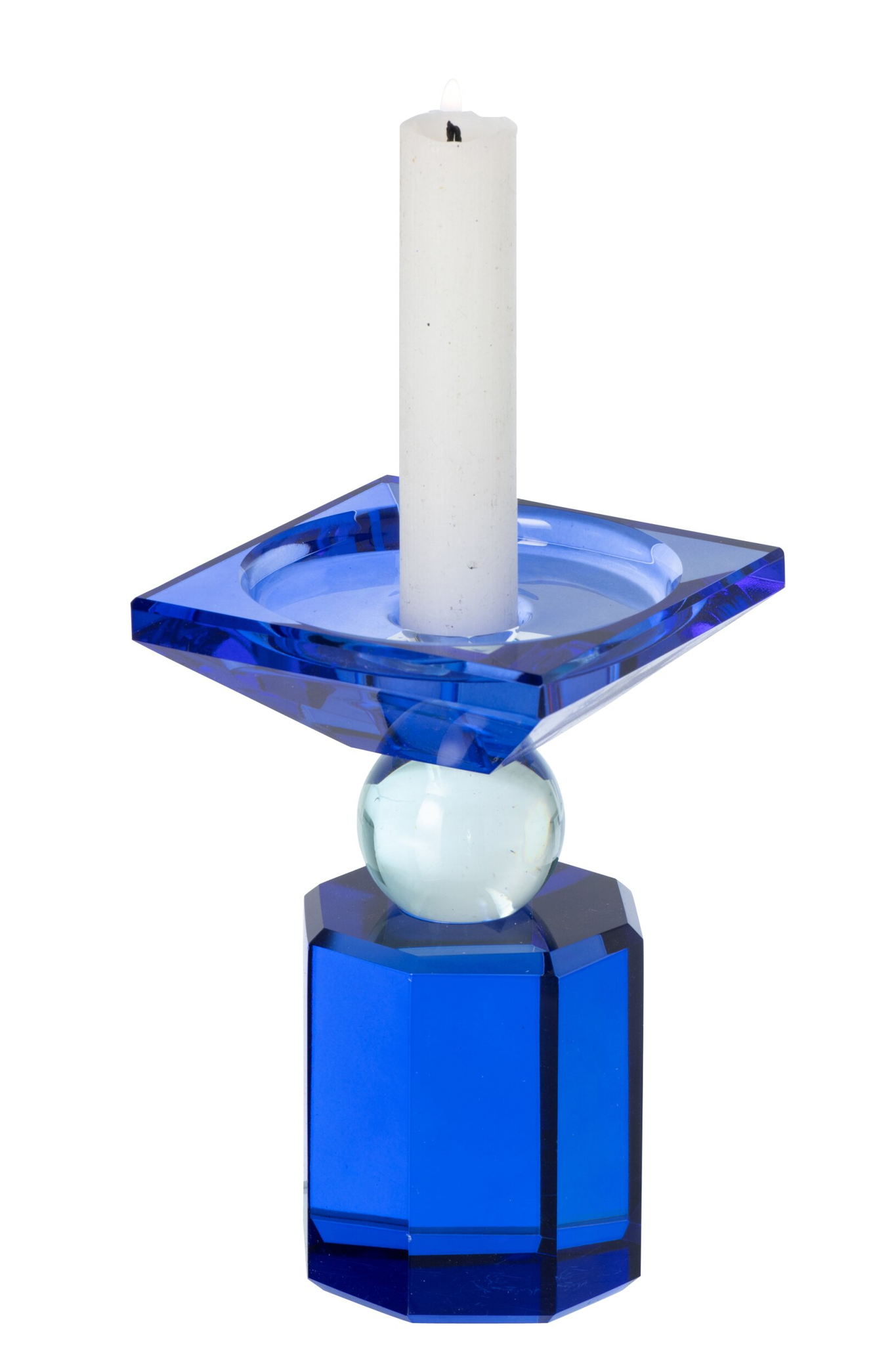 Kandelaar Fiela Glas Blauw H13,5 cm