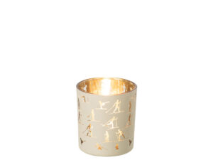 Kandelaar Birdond Glas Beige H8 cm