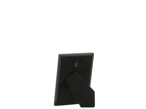 Fotolijst Seites Glas Zwart met zwarte metalen rand en standaard, compact voor bureau of plank
