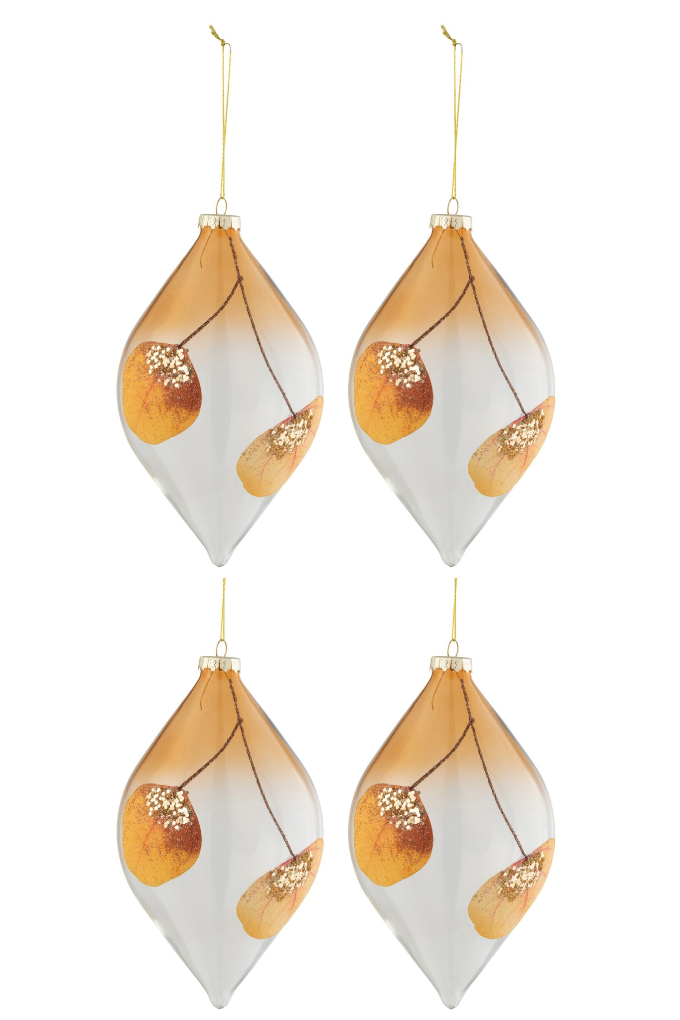 Kerstballen Feistol Glas Geel - Set van 4 - Afbeelding 2