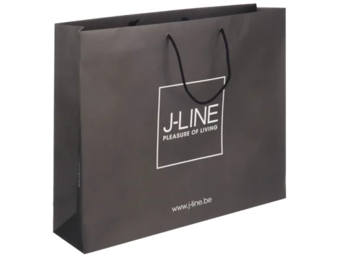 Zwarte Tas Klirres Papier draagtas van papier en katoen met J-LINE logo en koordenhandvatten