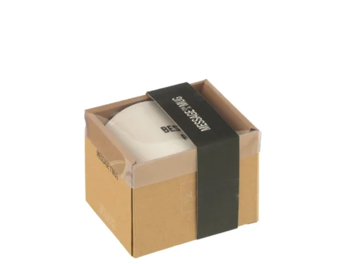 Witte keramische Mok Rultil in cadeauverpakking met zwarte Best Moment-print