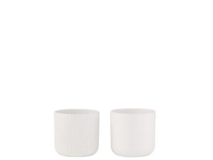 Bloempot Tibor Keramiek Wit H11 cm - Set van 2