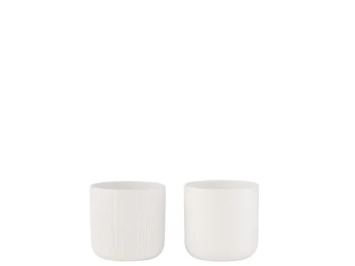 Tibor bloempot set van 2 wit keramiek, compact rond model met matte afwerking