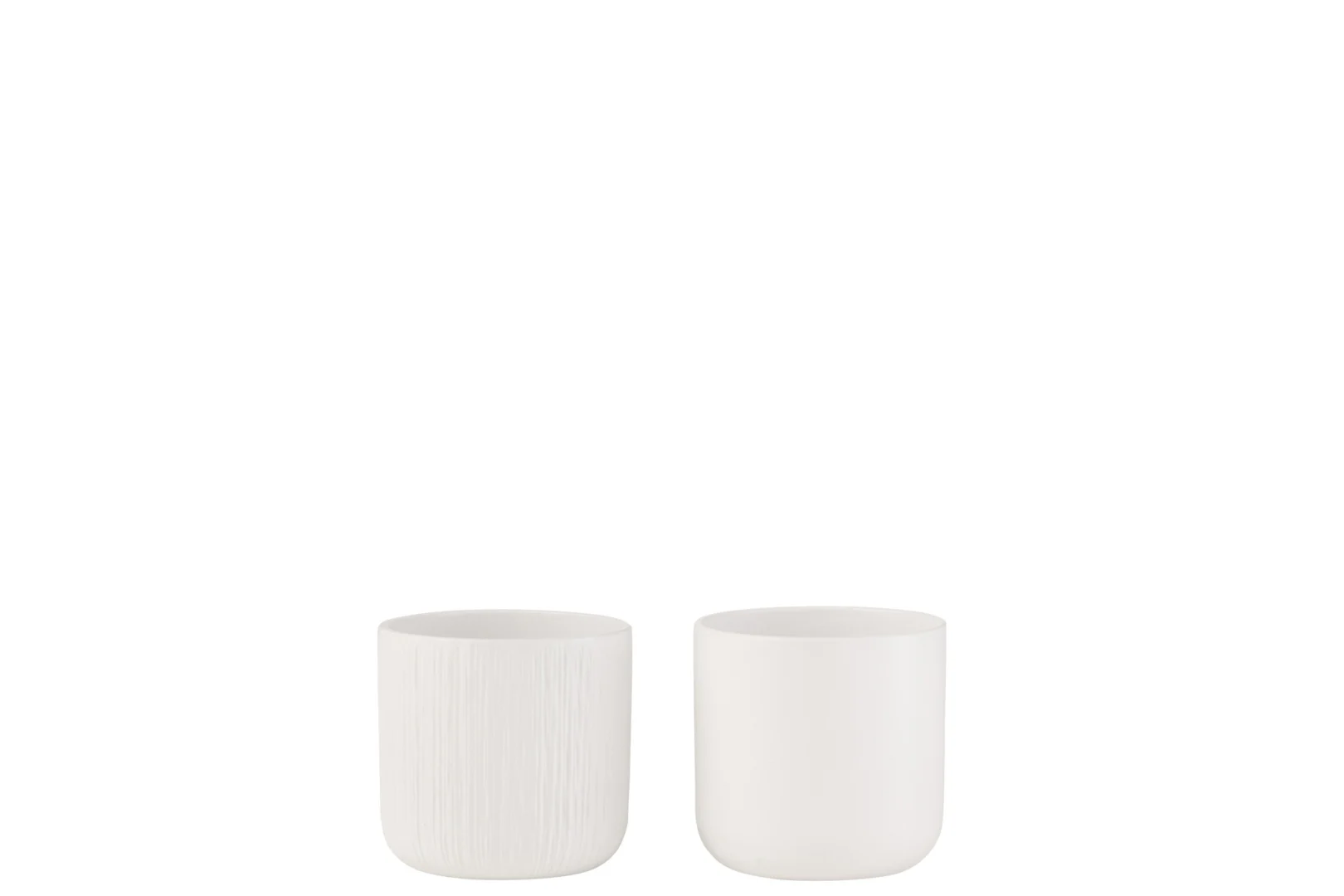 Tibor bloempot set van 2 wit keramiek, compact rond model met matte afwerking