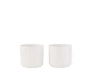 Bloempot Seildang Keramiek Wit H12,5 cm - Set van 2