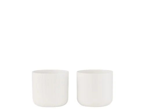 Set van 2 Bloempot Seildang keramiek wit, 12,5 cm hoog, minimalistisch en strak voor kleinere planten