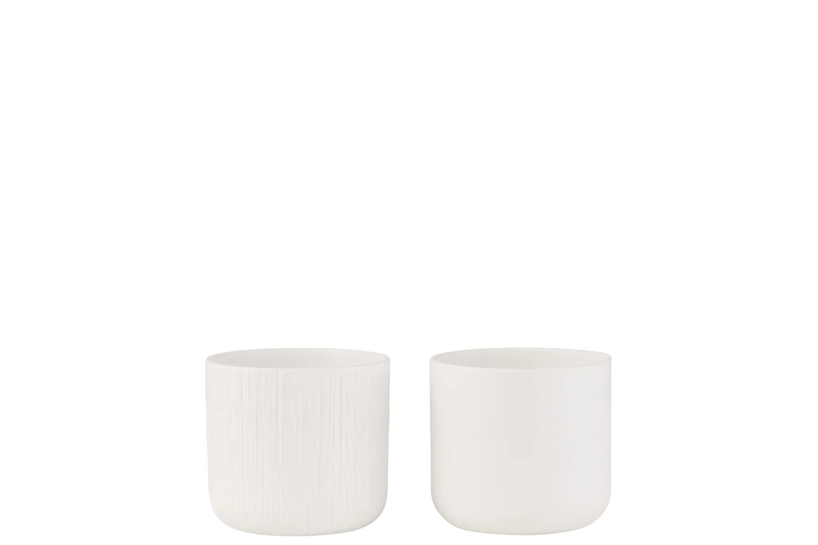 Set van 2 Bloempot Seildang keramiek wit, 12,5 cm hoog, minimalistisch en strak voor kleinere planten