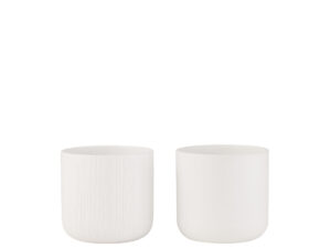 Bloempot Skeermand Keramiek Wit H14,5 cm - Set van 2