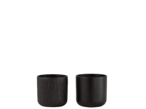 Bloempot Leendi Keramiek Zwart H11,5 cm - Set van 2