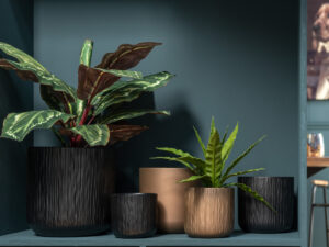 Bloempot Polura Keramiek Zwart H14,5 cm - Set van 2