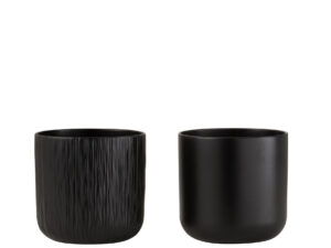 Bloempot Haabond Keramiek Zwart H18 cm - Set van 2