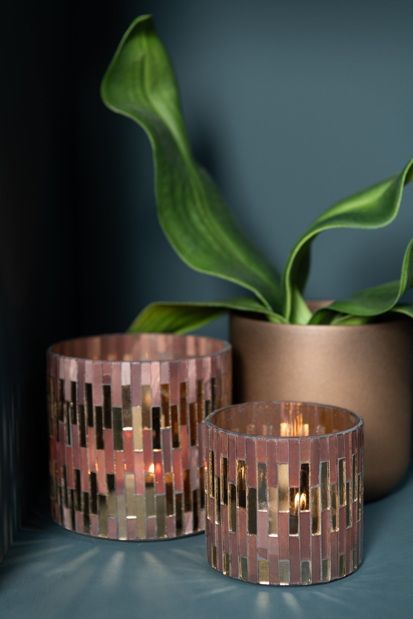 Bloempot Kammin Keramiek Koper H14,5 cm - Set van 2 - Afbeelding 2