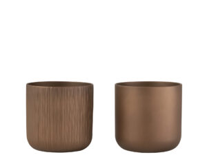Bloempot Taassura Keramiek Koper H18 cm - Set van 2