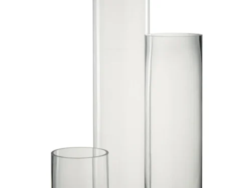 Bondano transparante glazen vaas set van drie cilindervormige vazen, waaronder 60,5 cm hoog