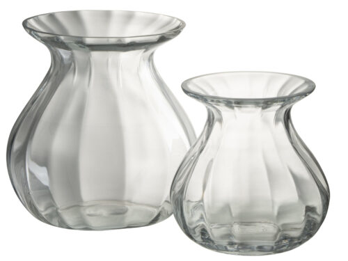 Vaas Greilor van transparant glas, H19,5 cm, met elegante bolvorm en brede opening