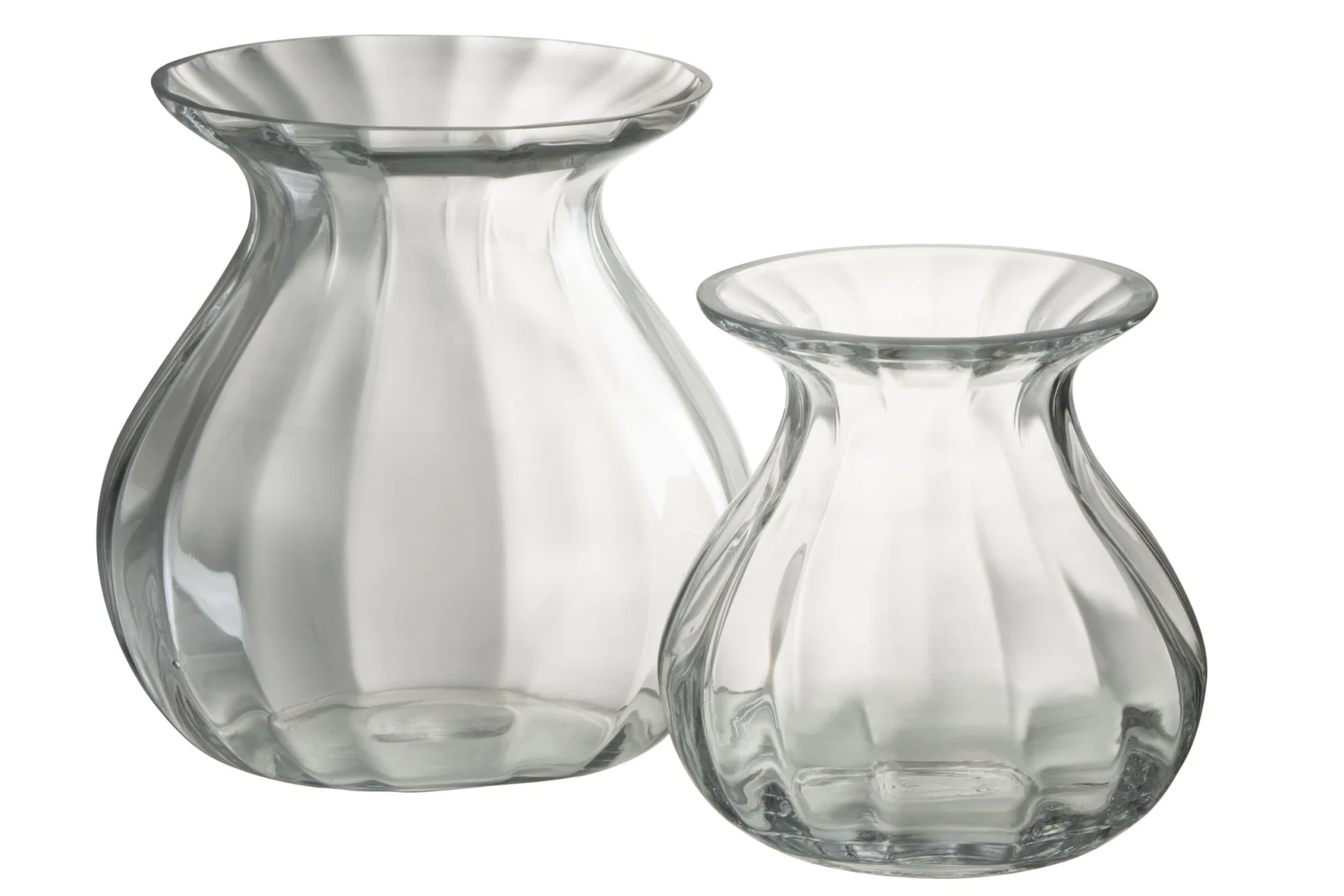 Vaas Greilor van transparant glas, H19,5 cm, met elegante bolvorm en brede opening