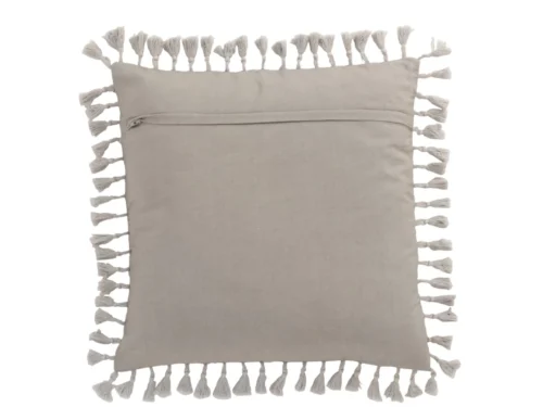Kussen Montevideo grijs 45x45 cm met velours look en Marokkaanse kwasten