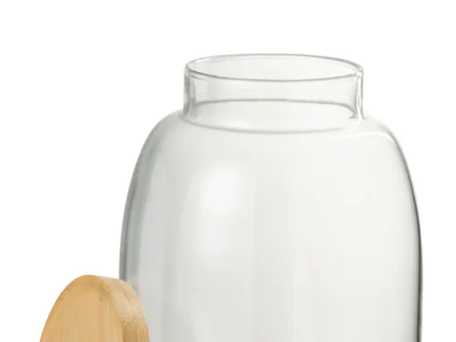 Transparante glazen pot Tukis H19,5 cm met bamboe deksel, frisse en natuurlijke uitstraling