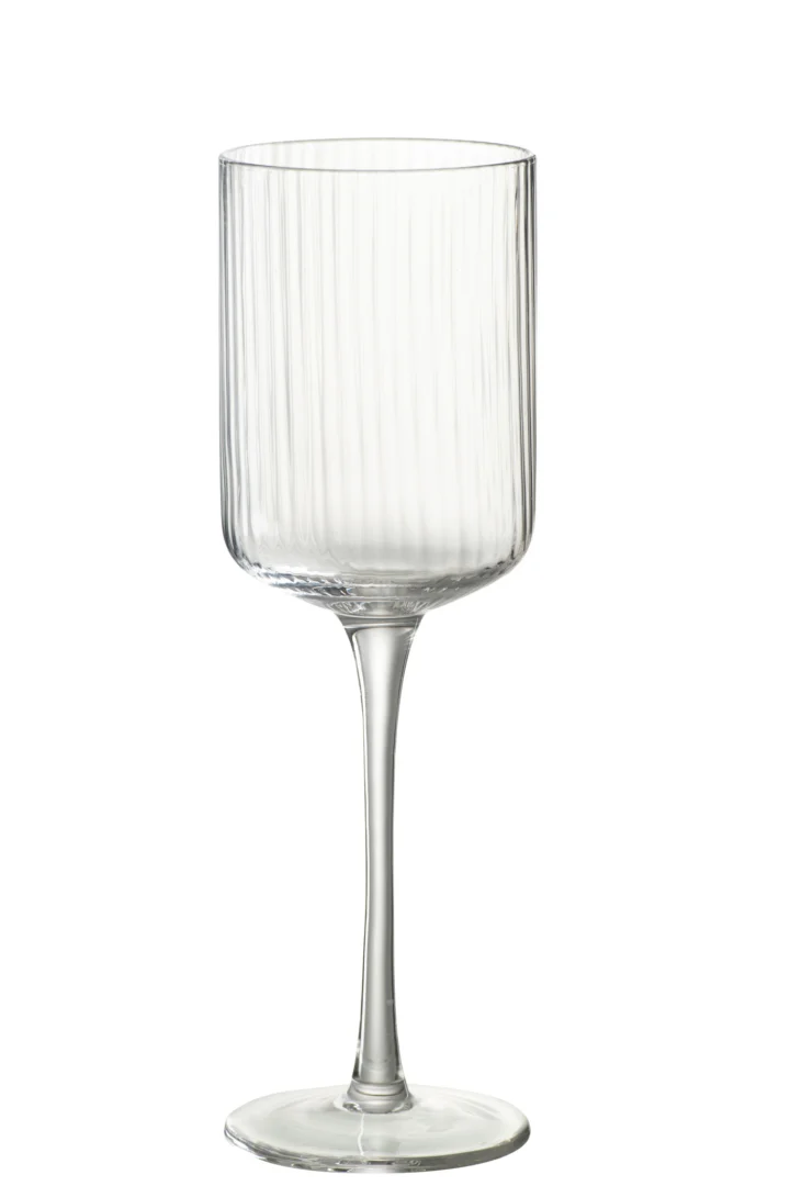 Drinkglas Sleentia transparant glas met slanke steel en geribbelde kelk