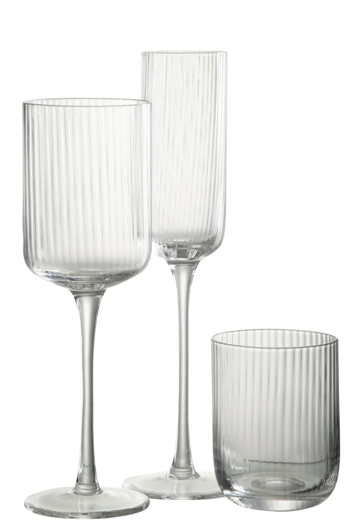 Transparant Drinkglas Naastis van glas met slanke vorm en elegante geribbelde afwerking