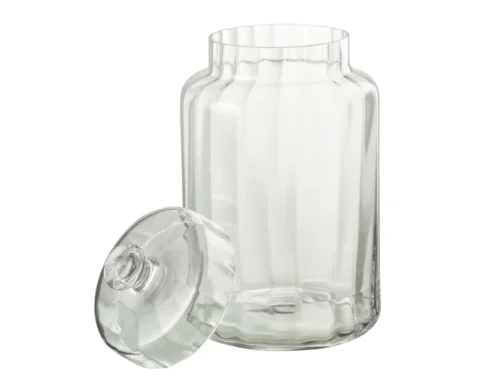 Transparante glazen pot Keibane H32,5 cm met deksel, helder en strak woonaccessoire