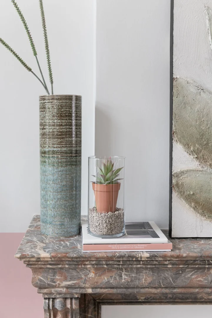 Vaas Nirno transparant glas H25,5 cm, cilindervorm, voor bloemen en decoratie