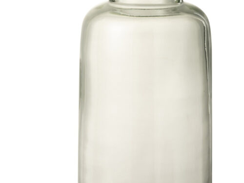 Taaldello glazen vaas transparant met houten bolaccent, H36,5 cm, minimalistisch en naturel