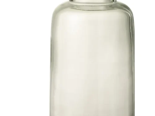 Taaldello glazen vaas transparant met houten bolaccent, H36,5 cm, minimalistisch en naturel