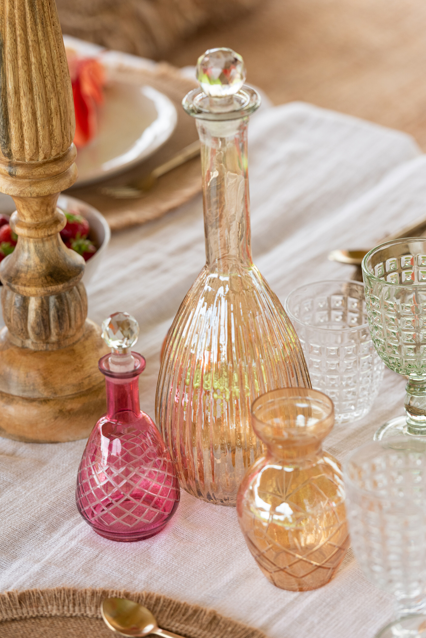 Vaas Slaastia Glas Meerkleurig H14,5 cm - Set van 3 - Afbeelding 2