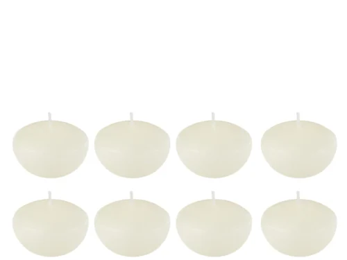 Set van 8 witte drijvende Kaars Sloossil, compact en stijlvol van 100% was