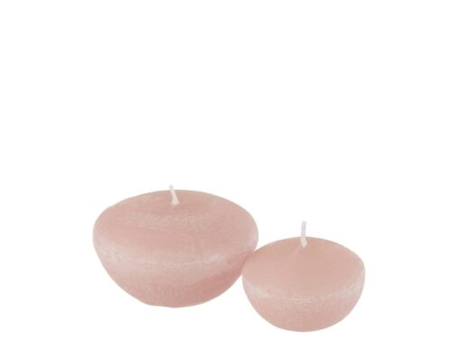 Kaars Saarnol Roze set van 4 drijfkaarsen, zacht roze, groot en rond, 100% was, elegante uitstraling