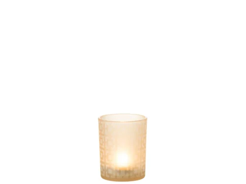 Windlicht Kaalvena glas meerkleurig H12,5 cm met geometrisch patroon en warme lichtgloed