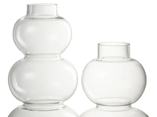 Bolvaas Feitona transparante glazen vaas met ronde vorm, 36 cm, sfeervol en licht