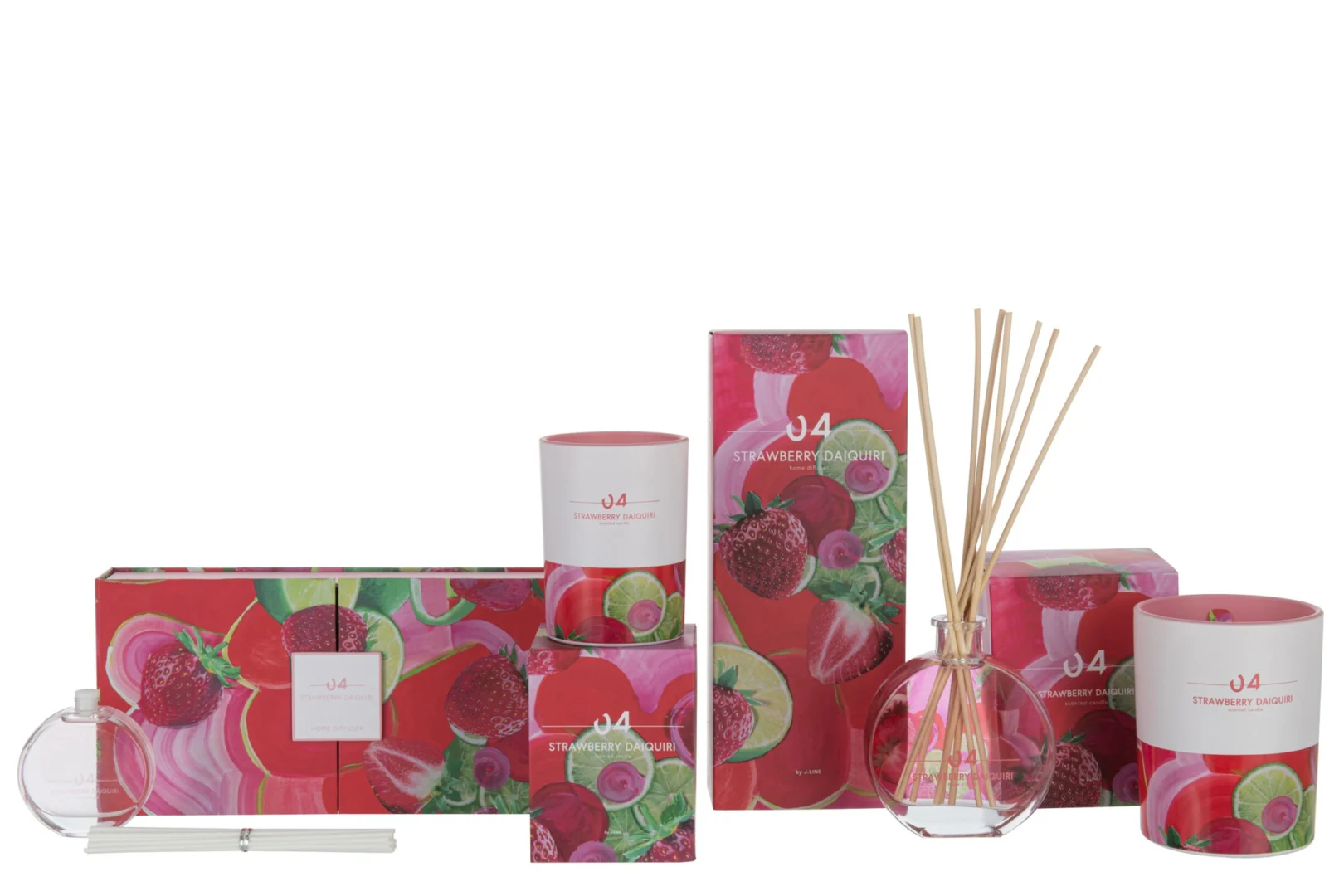Kaars Hoomira Meerkleurig met strawberry daiquiri geur en kleurrijke verpakking voor een frisse, zomerse sfeer